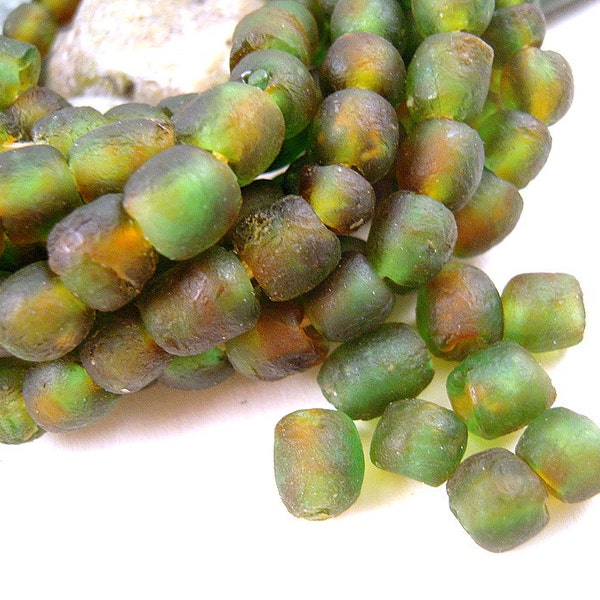 30 Camouflage Color Mix, Tiny Recycled Glass Beads, 6mm, MORE Beads, GREAT Price, African Beads, Bottle Green, Cola Brown, Fair Trade eS09