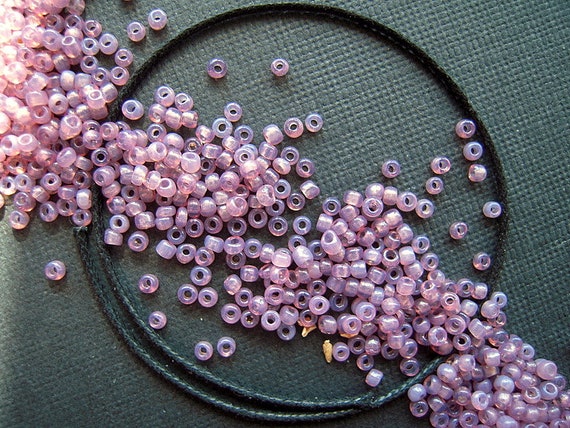 SUPER Rare TINY Delicate Violet-pink French Glass Seed Beads 1x2mm