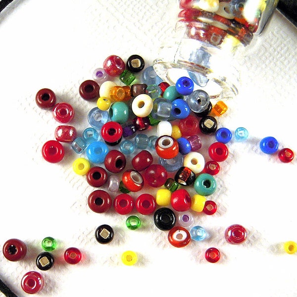 RARE Custom Mix - 1.5mm to 2mm - Rich Colorful Antique Italian Glass & Vintage French Seed Bead Mix for Jewelry Making and Restoration CV409