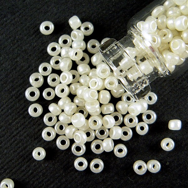 Soft Pearlescent Antique Italian Glass Seed Beads - 2mm - Glossy Surface - Lustrous White Venetian Glass Beads for Jewelry Making - CV265B