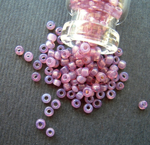 SUPER Rare TINY Delicate Violet-pink French Glass Seed Beads 1x2mm