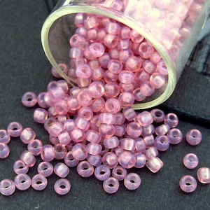 RARE TINY Opalized Mauve Pink French Glass Seed Beads - 2mm - Delicate Blush - Vintage Pink Glass Beads for Costume & Jewelry Making - CV344
