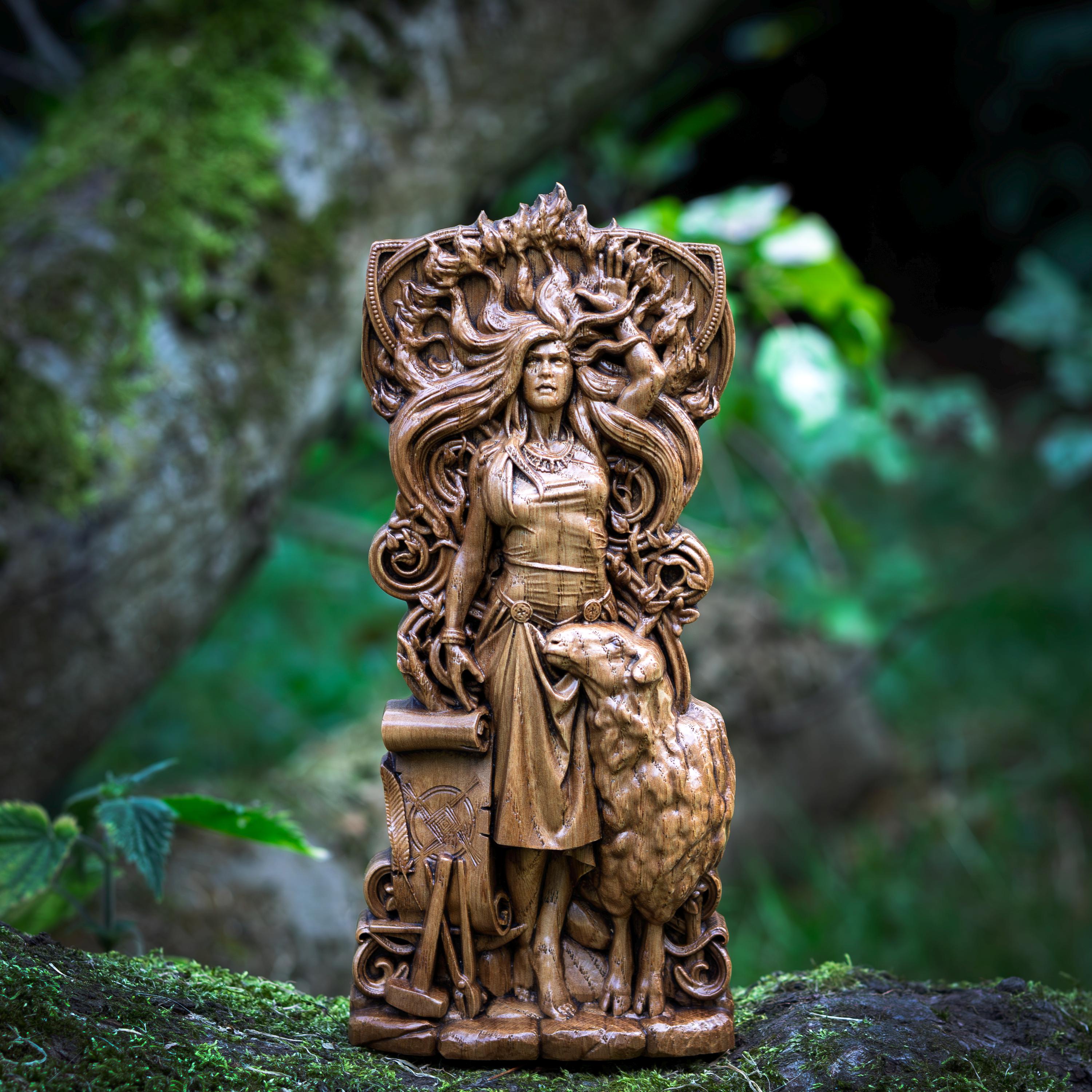 Handmade Oak Brigid Statue: Celtic Pagan Goddess Altar Decor - Etsy