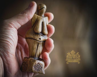 Venus of Dolní Věstonice Replica, Prehistoric Goddess Statue, Handmade Wooden Fertility Figurine