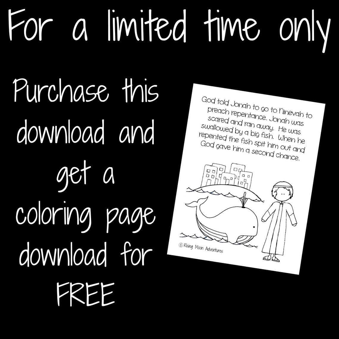 Jonah and the Whale Bible Resizable Images Download With Story - Etsy