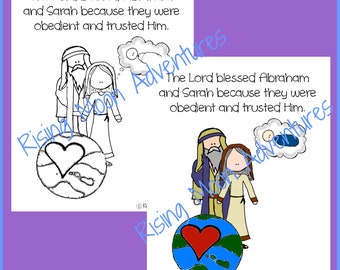 The Lord Blessed Abraham and Sarah Coloring Page and Colored Display Page Download