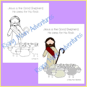 Good Shepherd Coloring Page and Colored Display Page Download