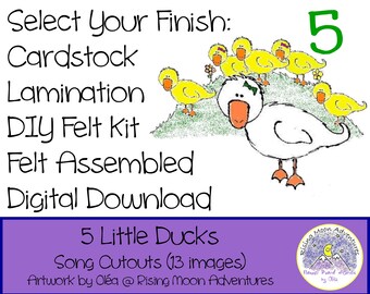 Five Little Ducks Cutouts with Laminated Story Card available in Felt, Cardstock, or Laminated