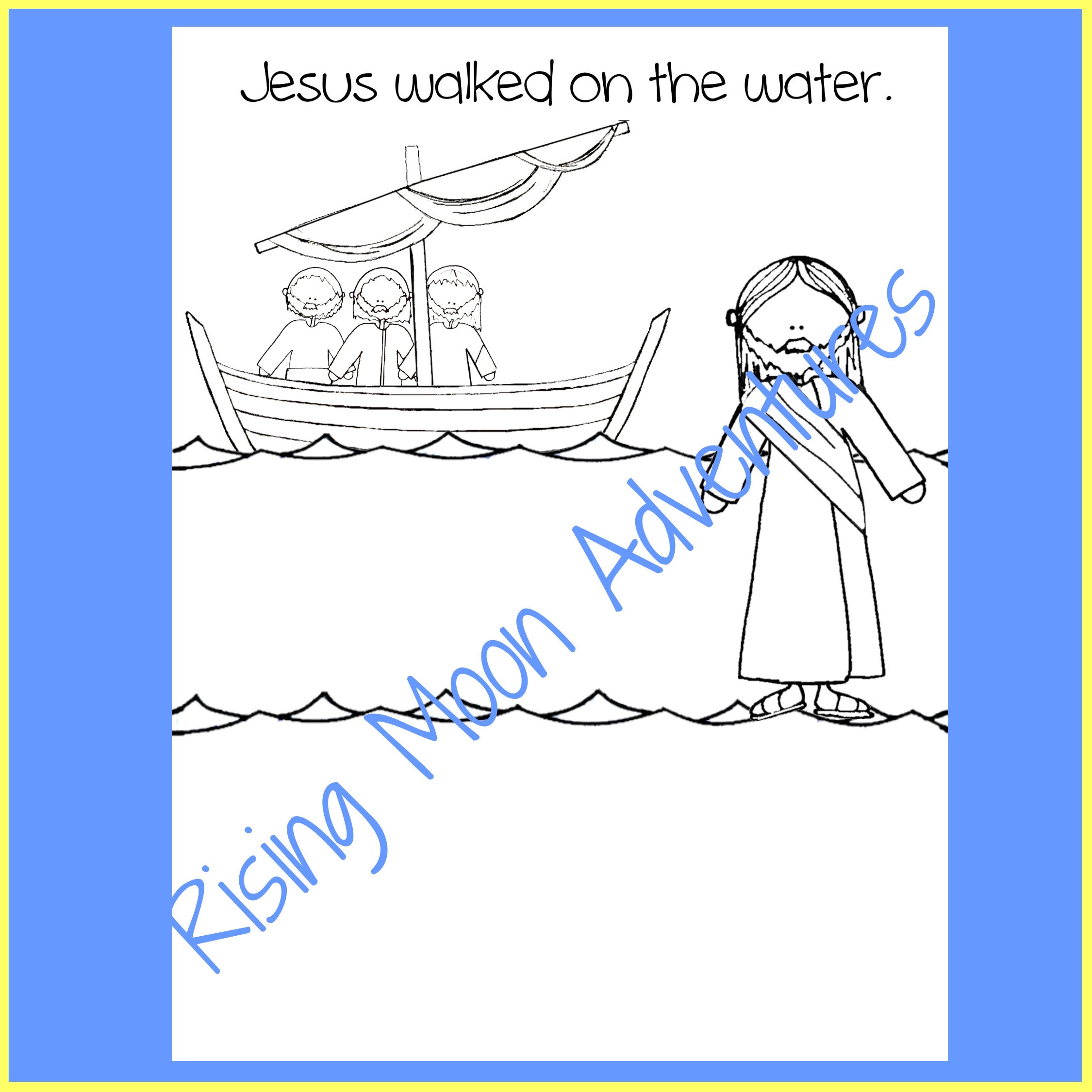 Jesus Walked On Water Coloring Page Download Etsy