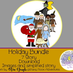 Holiday Bundle Download for Thanksgiving Christmas and Halloween Felt Flannel Board Stories