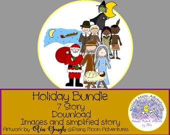 Holiday Bundle Download for Thanksgiving Christmas and Halloween Felt Flannel Board Stories
