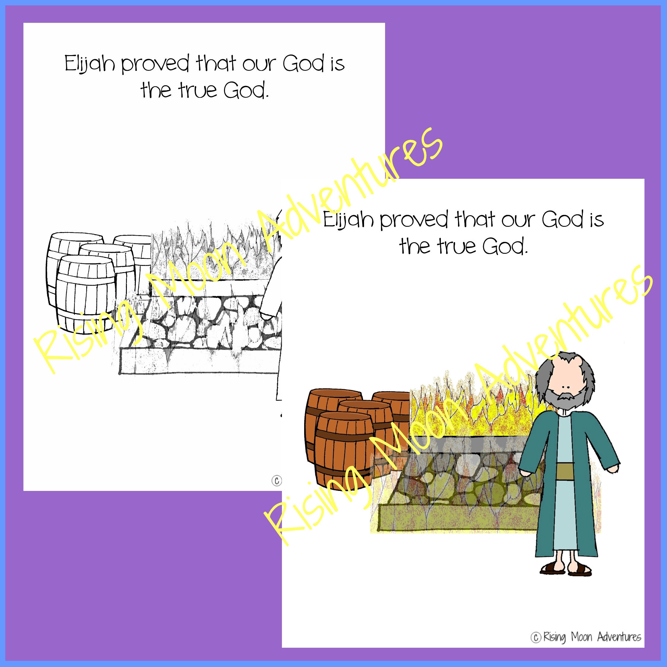 Elijah Coloring Page and Colored Display Page Download - Etsy
