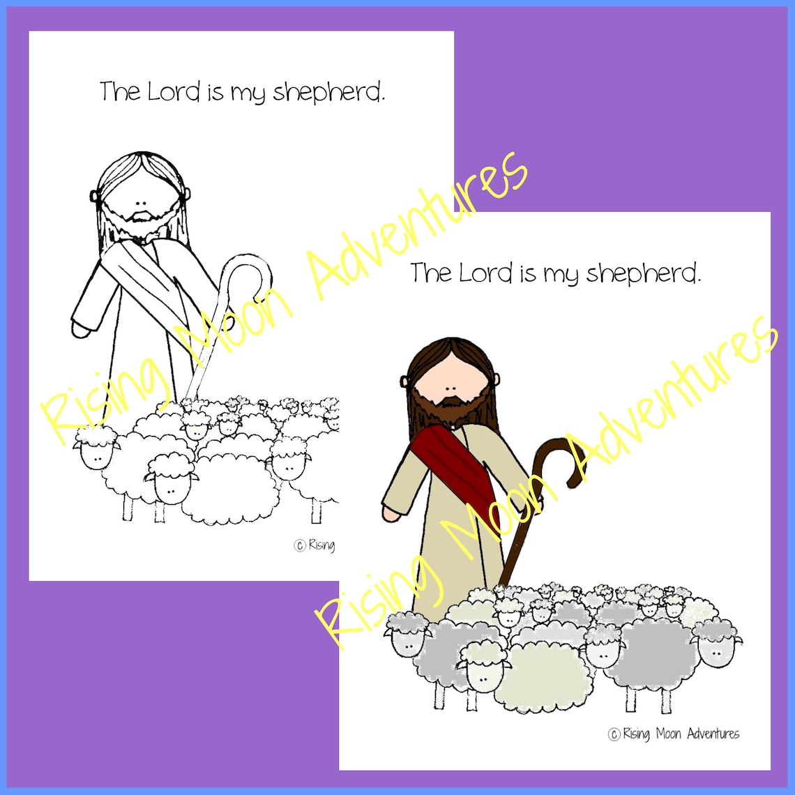 The Lord is My Shepherd Coloring Page and Colored Display Page Download