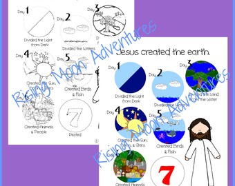 The Creation Coloring Page and Colored Display Page Download