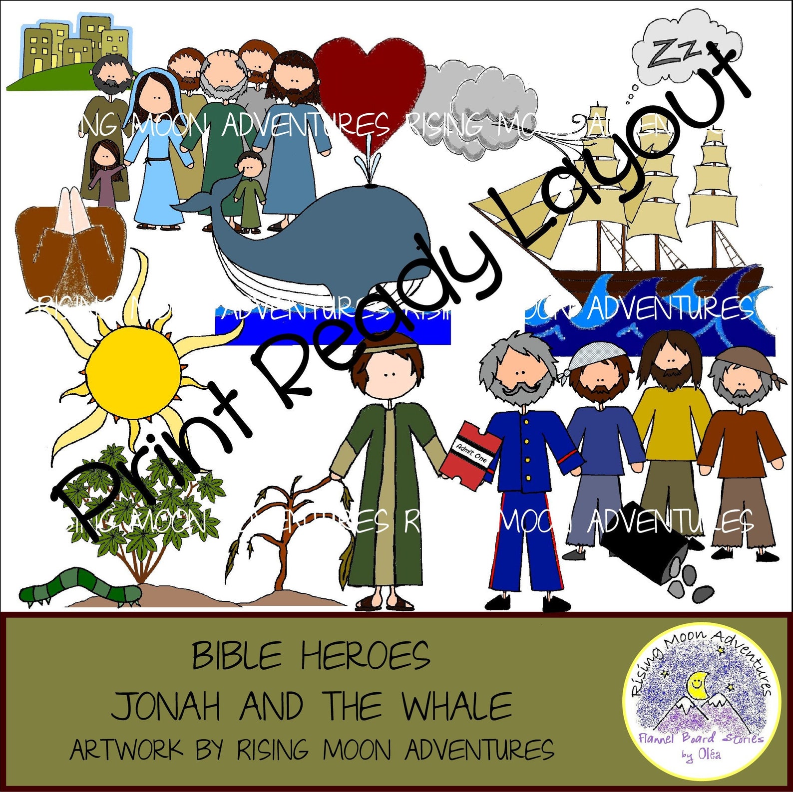 Jonah and the Whale Bible Pages Download With Story - Etsy
