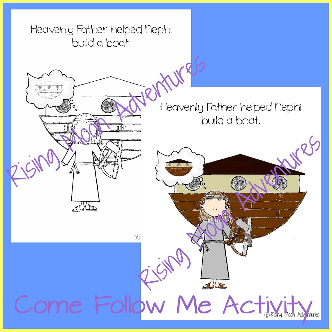 Nephi's Boat Coloring Page and Colored Display Page Download - Etsy