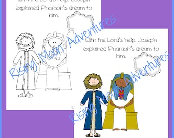 Joseph and Pharaoh's Dream Coloring Page and Colored Display Page Download