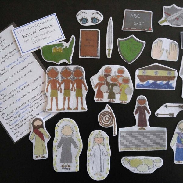 Book of Mormon Stories Primary Song Flannel Board Stories Felt Set (8 verses) with Story Card