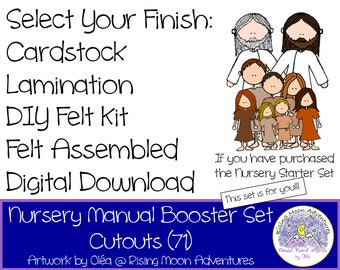 LDS Nursery Manual Booster Set, Cutouts for church or home study with toddlers felt, cardstock, laminated Behold Your LIttle Ones