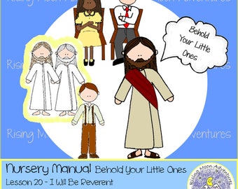 LDS Nursery Manual Behold Your Little Ones Lesson 20 I Will Be Reverent and 21: Joseph Smith Saw Heavenly Father and Jesus Cutouts Download