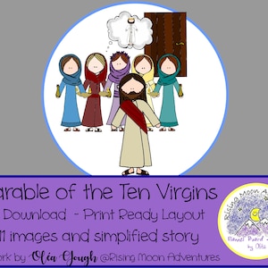 Jesus Taught the Parable of the Ten Virgins Cutouts Download with simplified copy of the story