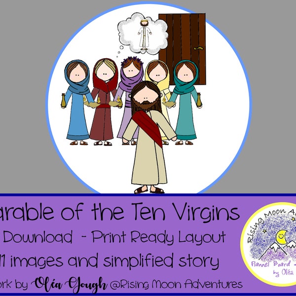 Jesus Taught the Parable of the Ten Virgins Cutouts Download with simplified copy of the story