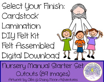 Starter Cutouts for the LDS Nursery Manual for church or home study with toddlers felt, cardstock, laminated Behold Your LIttle Ones