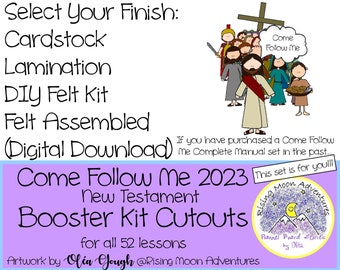 Come Follow Me 2023 New Testament BOOSTER SET Cutouts with Laminated Outline Available in Felt, Cardstock, or Laminated Complete Manual