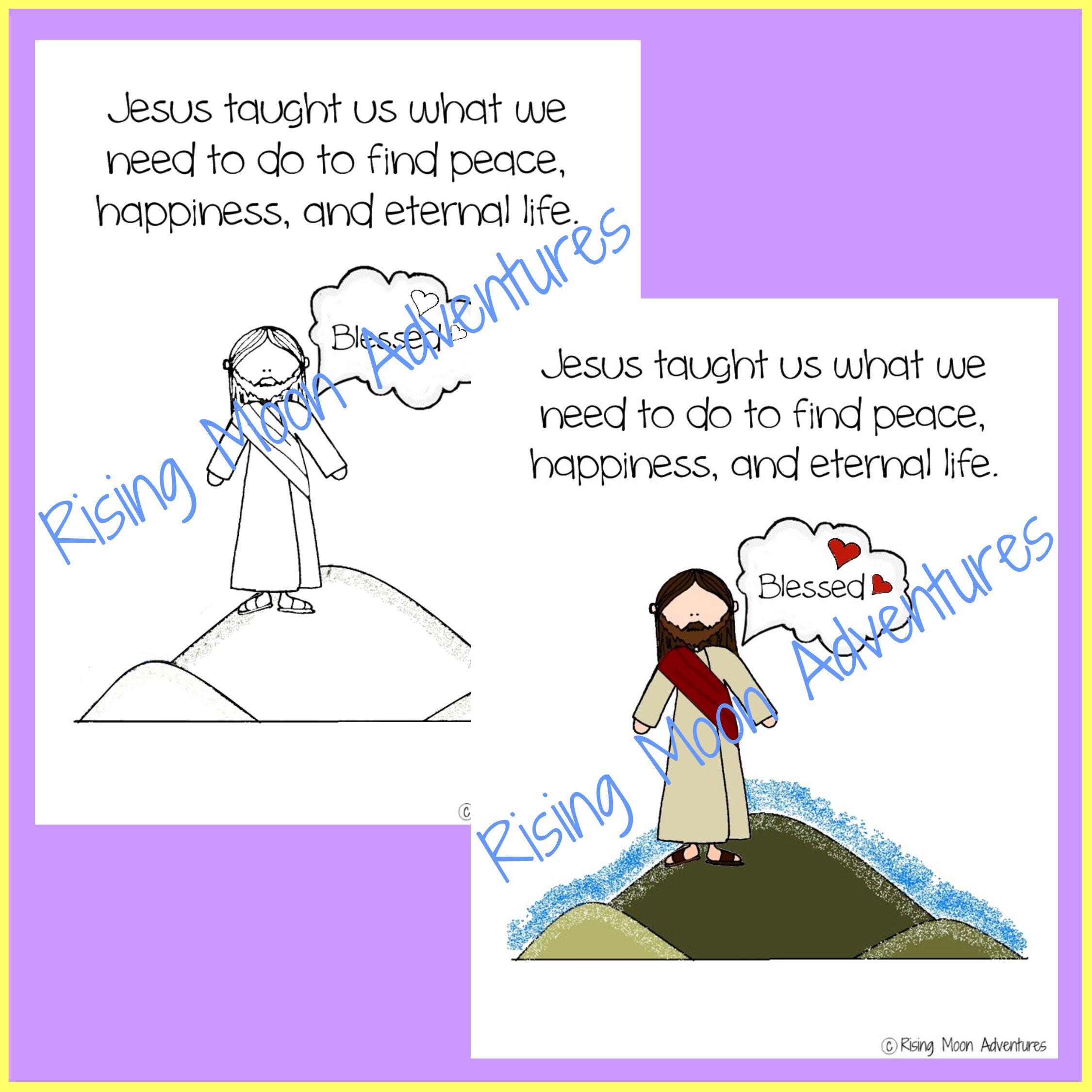 Sermon on the Mount Coloring Page and Colored Display Page - Etsy Israel