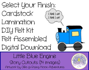 Little Blue Engine Who Could Cutouts with Laminated Story Card available in Felt, Cardstock, or Laminated