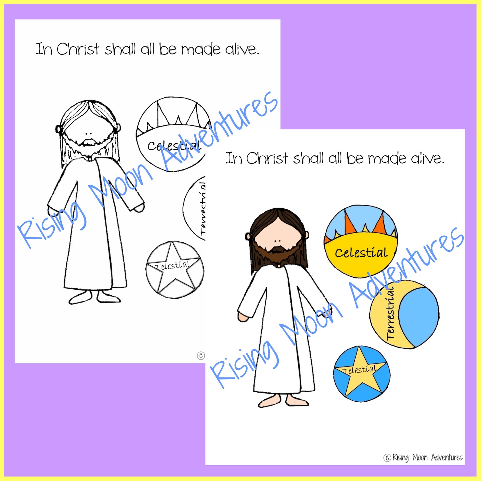 Resurrection Coloring Page and Colored Display Page Download - Etsy