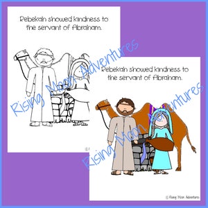 Rebekah Showed Kindness Coloring Page and Colored Display Page Download