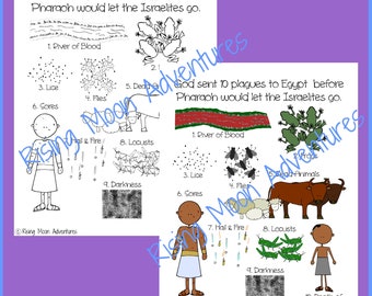Plagues of Egypt Coloring Page and Colored Display Page Download