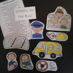 Wheels on the Bus Cutouts with Laminated Story Card available in Felt, Cardstock, or Laminated image 6
