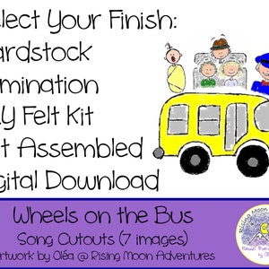 Wheels on the Bus Cutouts with Laminated Story Card available in Felt, Cardstock, or Laminated image 1