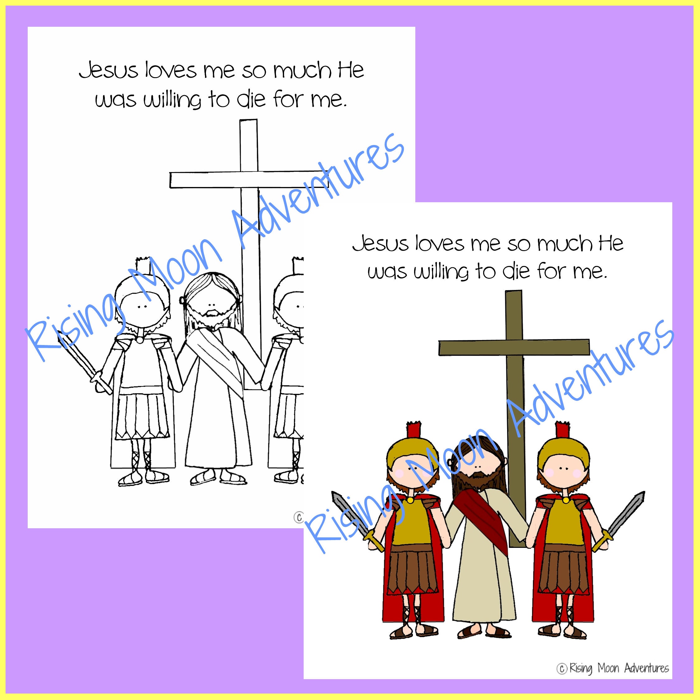 Jesus Died Coloring Page and Colored Display Page Download - Etsy