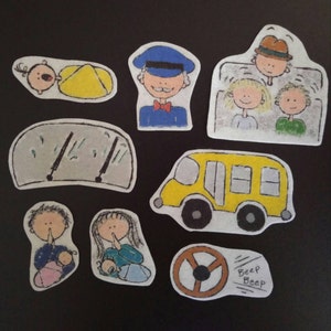 Wheels on the Bus Cutouts with Laminated Story Card available in Felt, Cardstock, or Laminated image 2