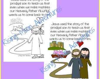 Prodigal Son Coloring Page and Colored Display Page Download