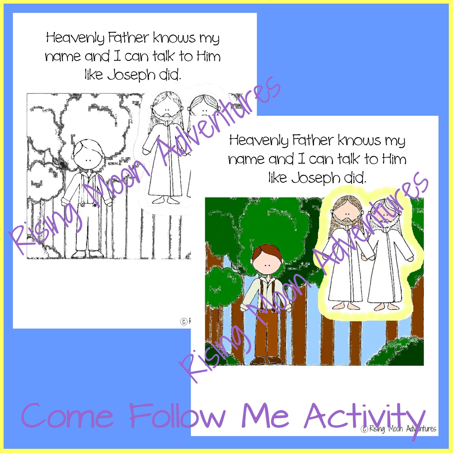 Prayer and Joseph Smith Coloring Page and Colored Display Page Download ...