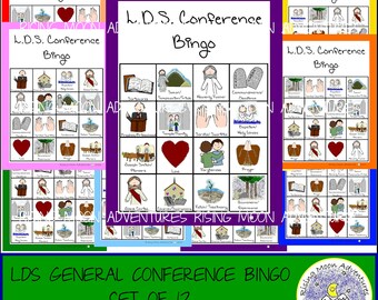 General Conference Bingo Game Set of 12 Church of Jesus Christ of Latter-day Saints
