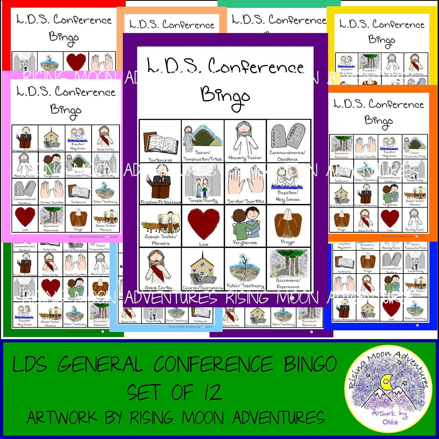 LDS General Conference Bingo Game Set of 12 Etsy