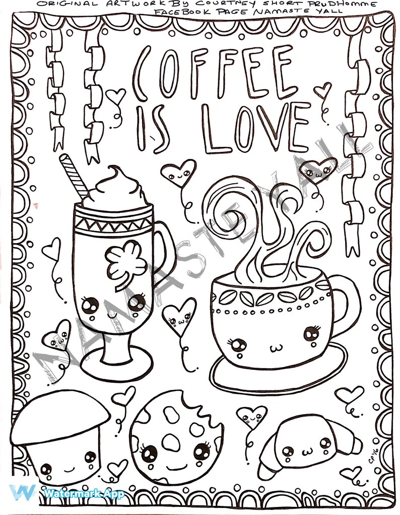 Digital Kawaii Japanese Coloring Pages | Etsy