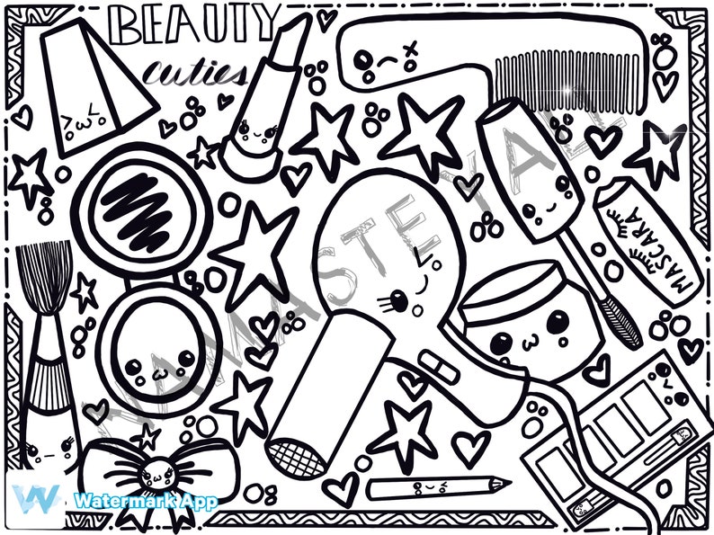 Digital Kawaii Japanese Coloring Pages | Etsy