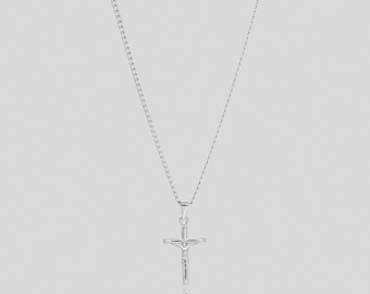 Silver Jesus Cross Men&#39;s Pendant Necklace, Men&#39;s Waterproof Jewelry, Men&#39;s Silver Pendant Necklace, Men&#39;s Jewelry Gift, High Quality