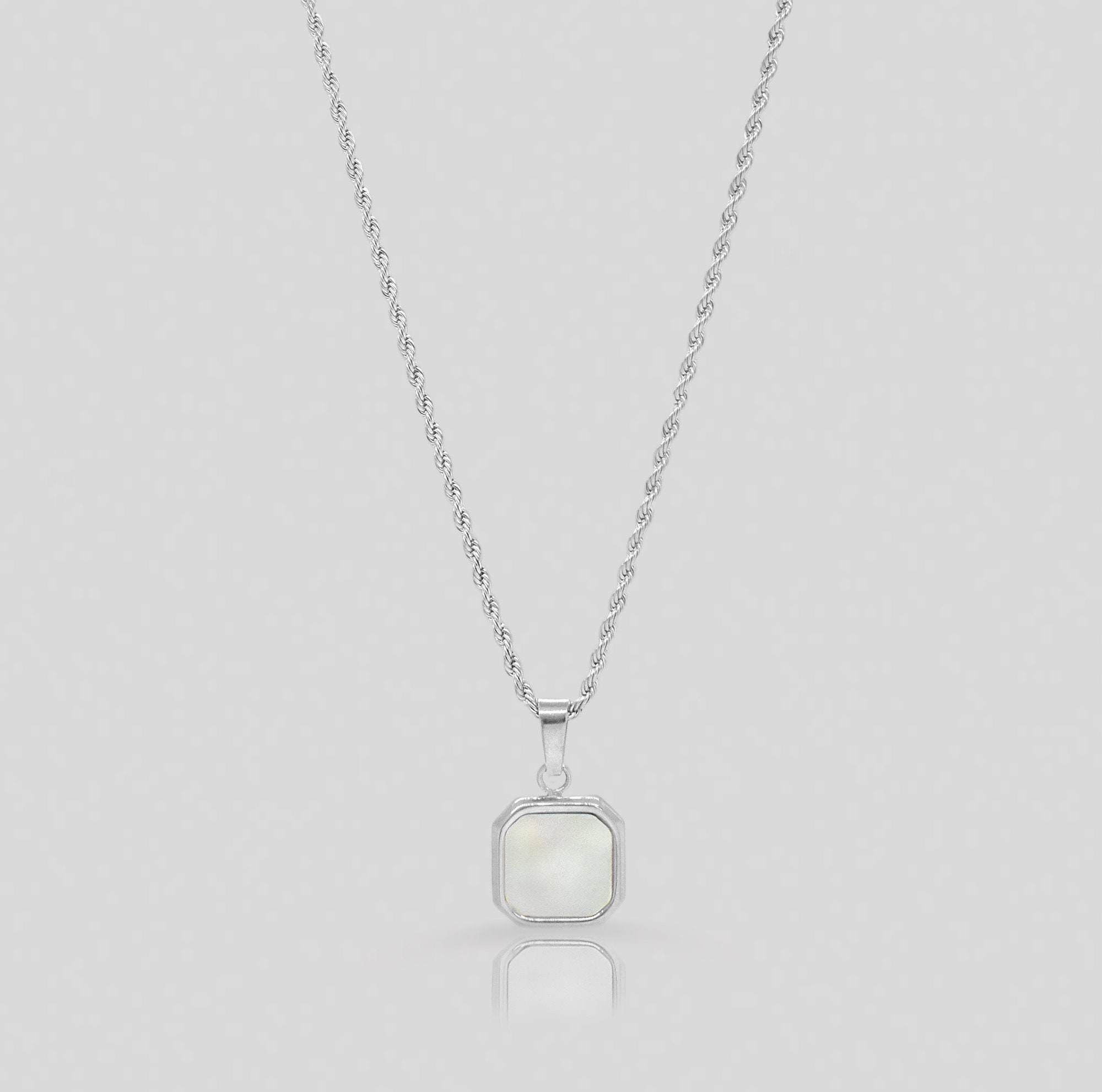 Silver Pearl Disc Men's Pendant Necklace, Men's Waterproof Jewelry, Men's Waterproof Pendant Necklace, Men's Jewelry Gift, High Quality