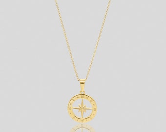 Gold Star Compass Men&#39;s Pendant Necklace, Men&#39;s Waterproof Jewelry, Men&#39;s Waterproof Gold Pendant Necklace, Men&#39;s Jewelry Gift, High Quality