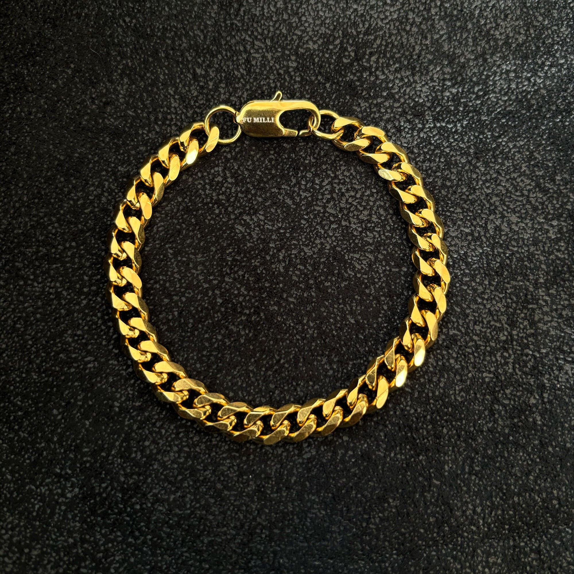 【VINTAGE HOLLYWOOD】Square Bold Chain Bracelet Big Bold Gold Tone Textured Square Link Bracelet Monet