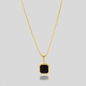 Gold Black Onyx Men&#39;s Pendant Necklace, Men&#39;s Waterproof Jewelry, Men&#39;s Waterproof Gold Pendant Necklace, Men&#39;s Jewelry Gift, High Quality