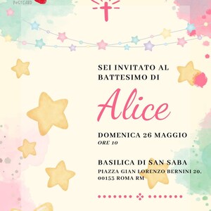Invito Battesimo, Invito Digitale, Invito Battesimo Acquerello, Invito Digitale Personalizzabile