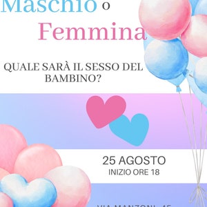 Invito Gender Reveal, Invito Digitale, Invito Gender Reveal Palloncini Acquerello, Invito Digitale Personalizzabile,Invito Digitale Colorato